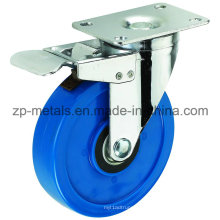 3inch Medium Sized Biaxial Blue PVC Caster Wheels with Brake